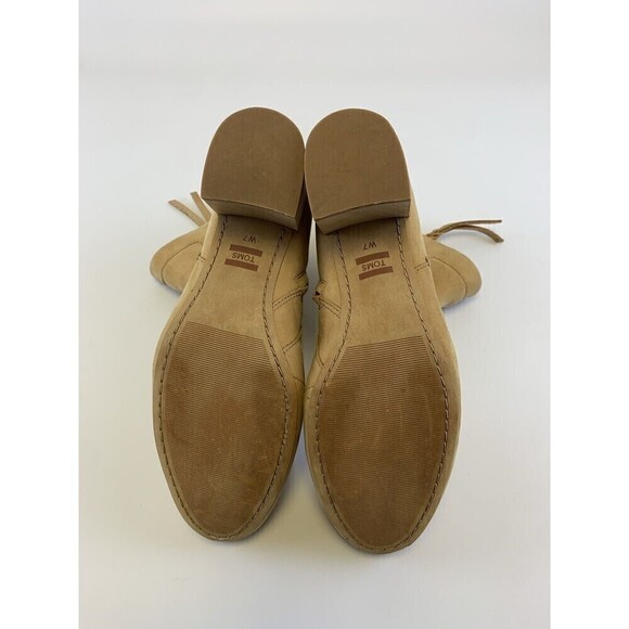 BOGO Toms Evie Honey Tan Nubuck Stack Heel Ankle Boot Side Zip 10012284 Women 7 - Picture 12 of 15